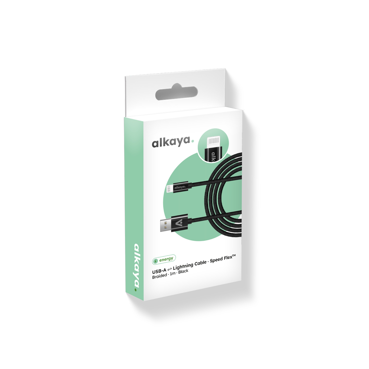 alkaya. | Speed Flex | Ladekabel | Geflochten | USB A+L schwarz, 1Meter