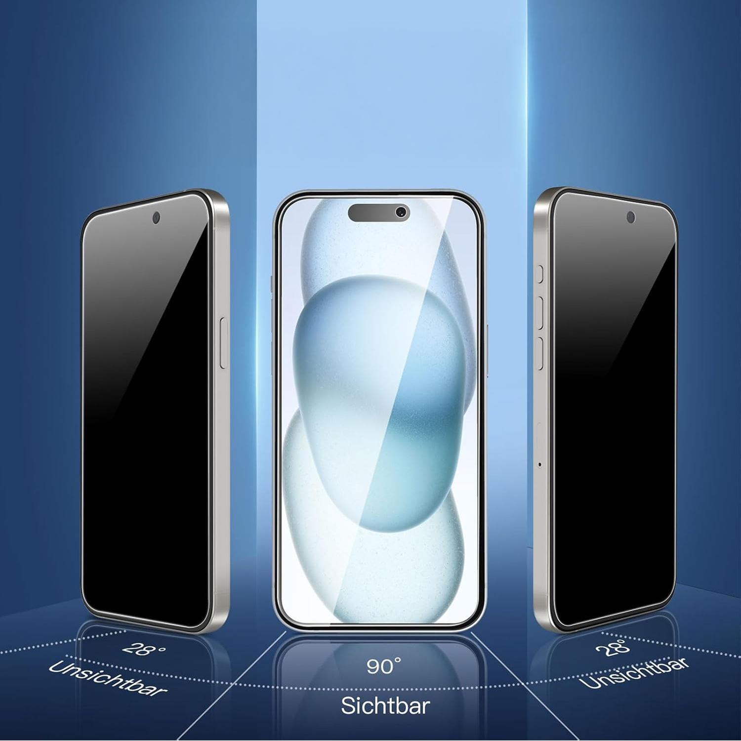 alkaya. | A Shield | Display-Sichtschutzglas | 3D Full Cover | Privacy, iPhone 15 Plus / 16 Plus