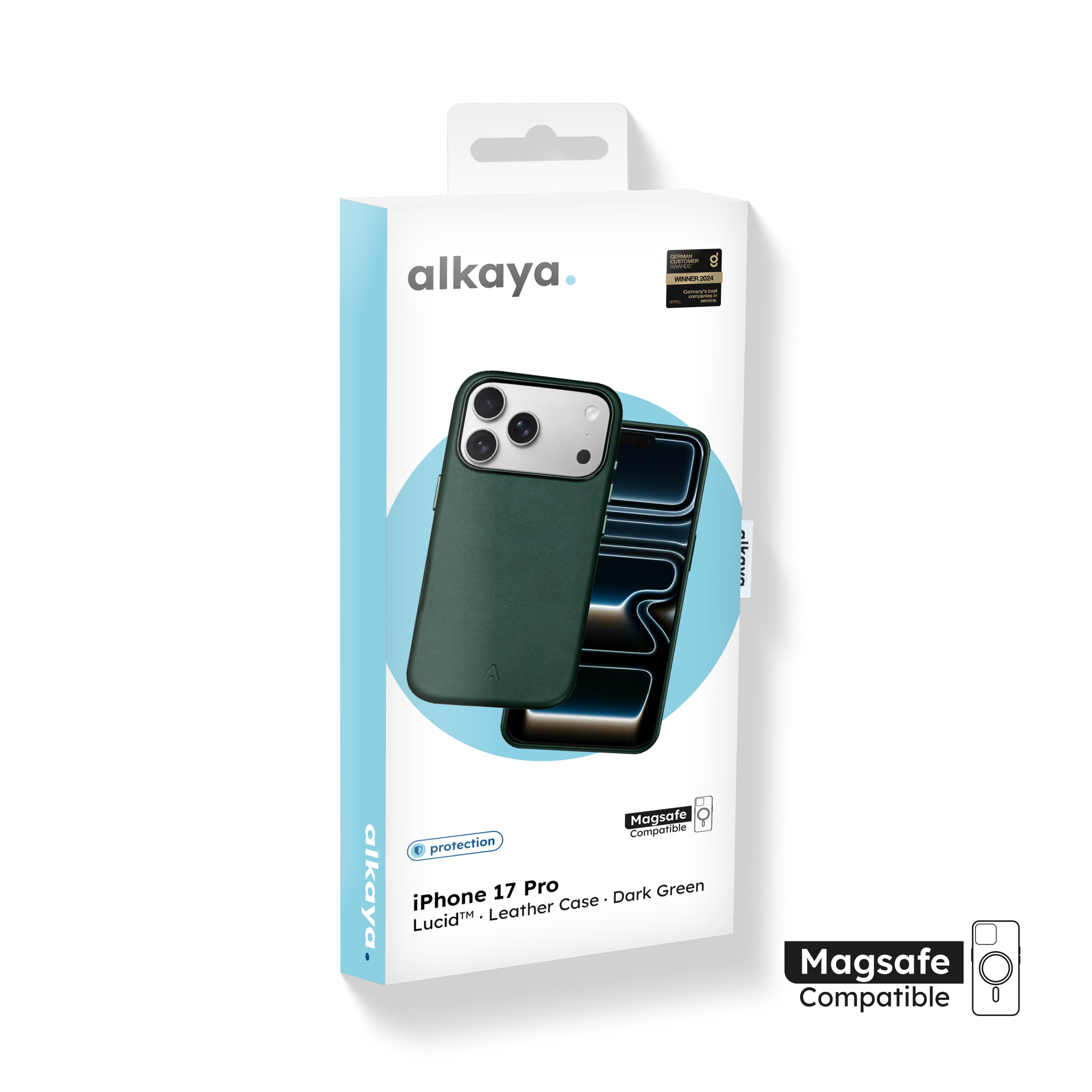 alkaya. | LUCID PU-Leder Case kompatibel mit Magsafe dunkelgrün, iPhone 17 Pro