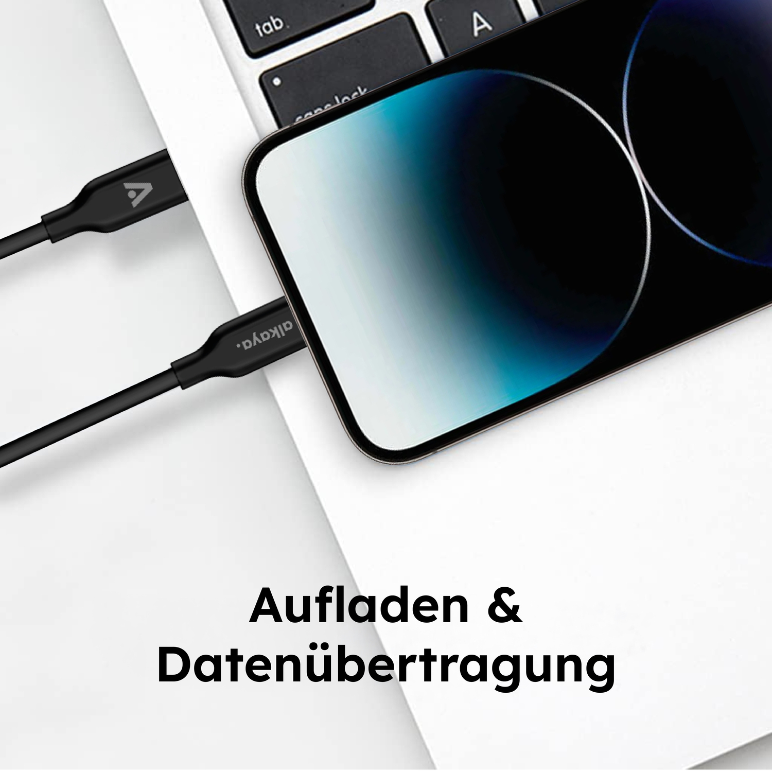 alkaya. | Speed Flex | Ladekabel | Silikon | USB A+L Schwarz, 1 Meter