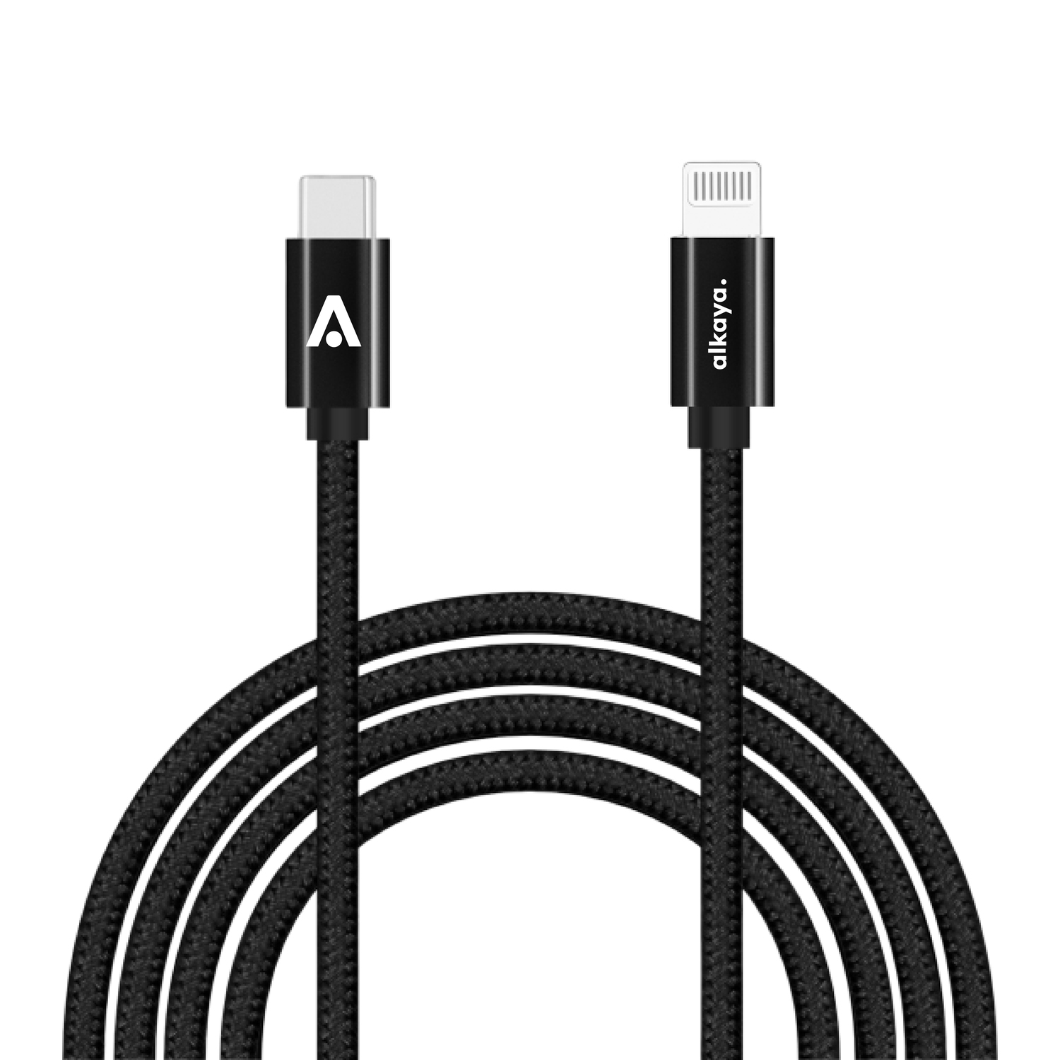 alkaya. | Speed Flex | Ladekabel | Geflochten | USB C+L schwarz, 1Meter