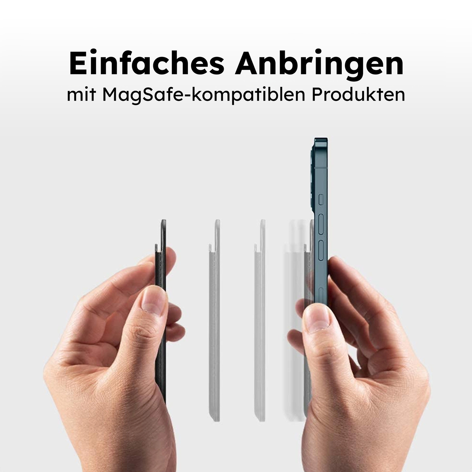 alkaya. | Cardy | Card Holder für bis zu 3 Karten unterstützt MagSafe-Technologie, Grau