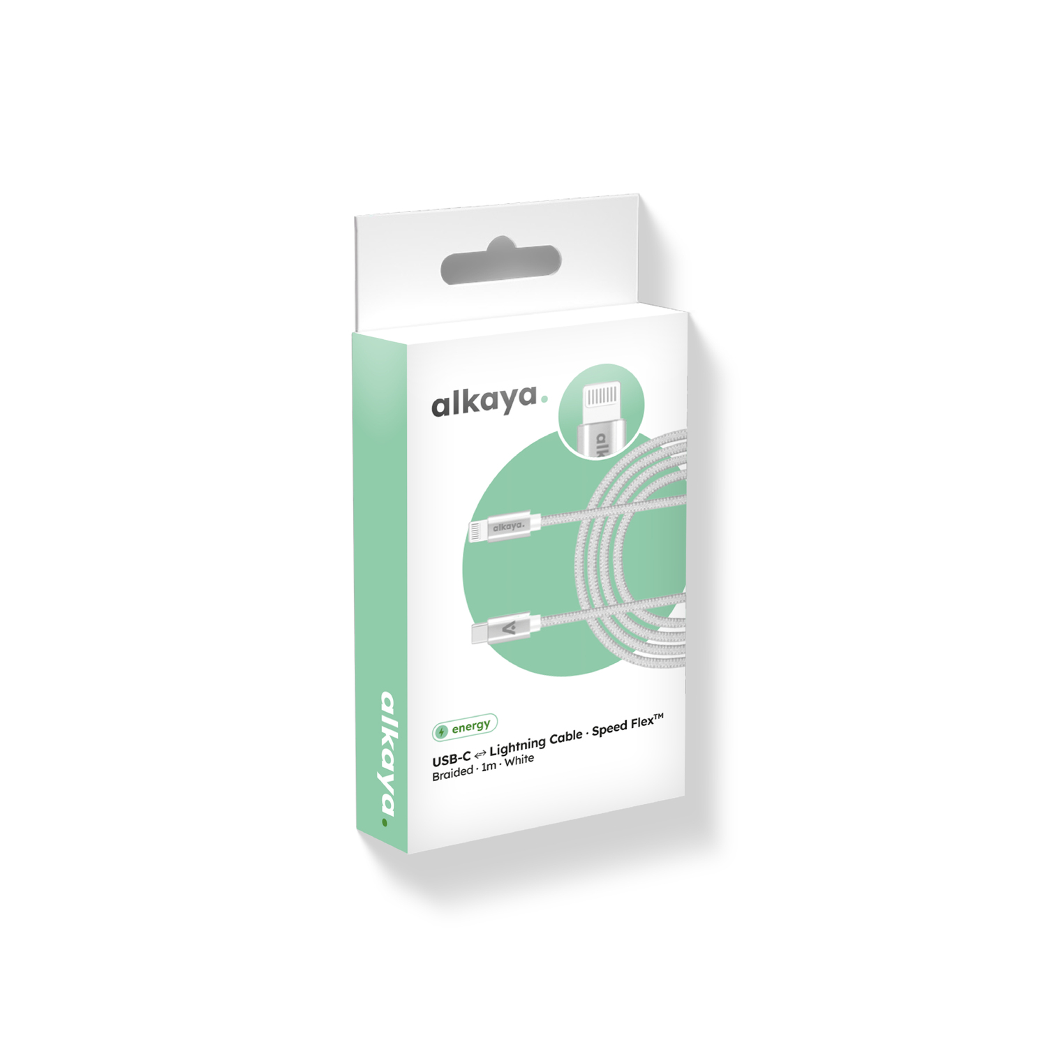 alkaya. | Speed Flex | Ladekabel | Geflochten | USB C+L Weiß, 1 Meter