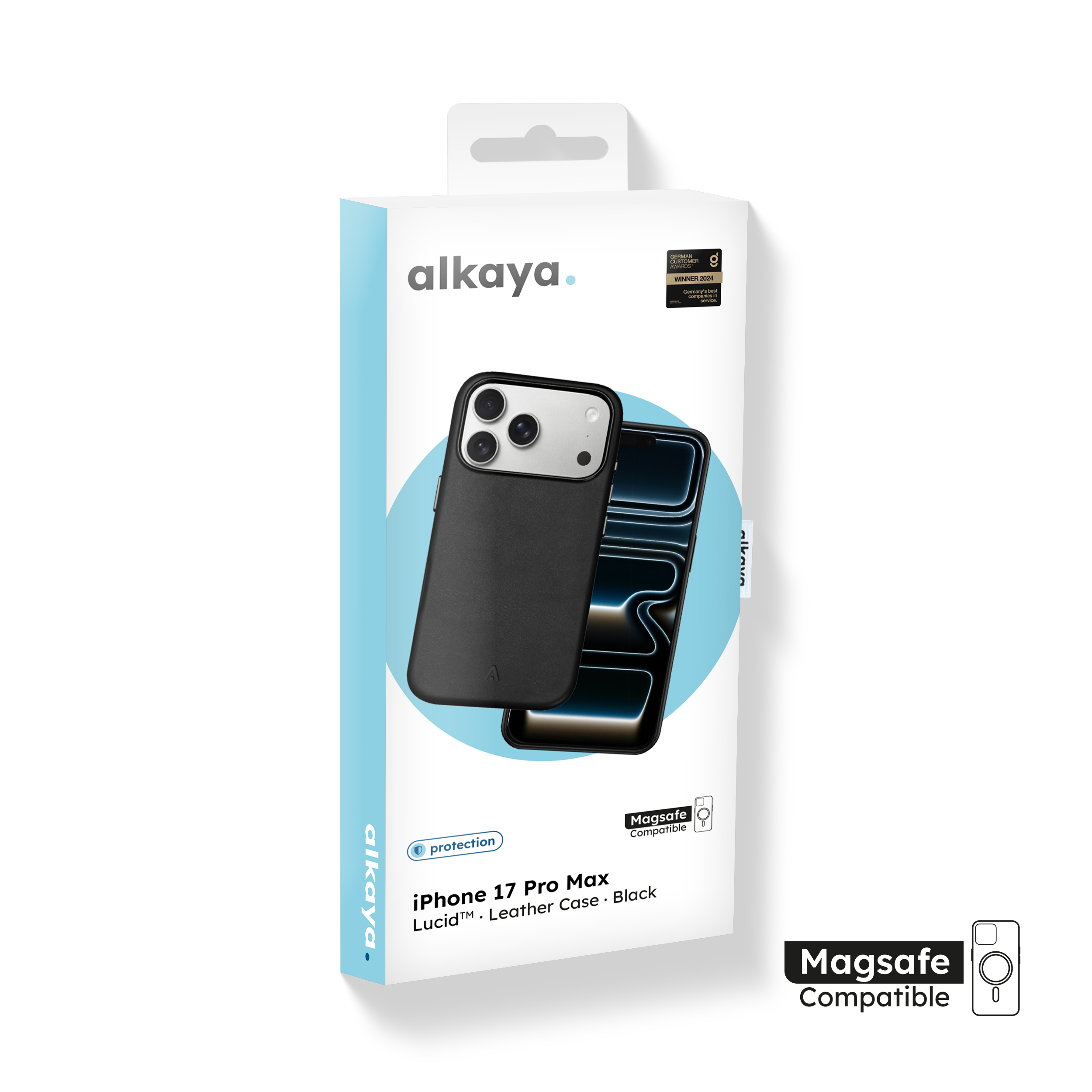 alkaya. | LUCID PU-Leder Case kompatibel mit Magsafe schwarz, iPhone 17 Pro Max