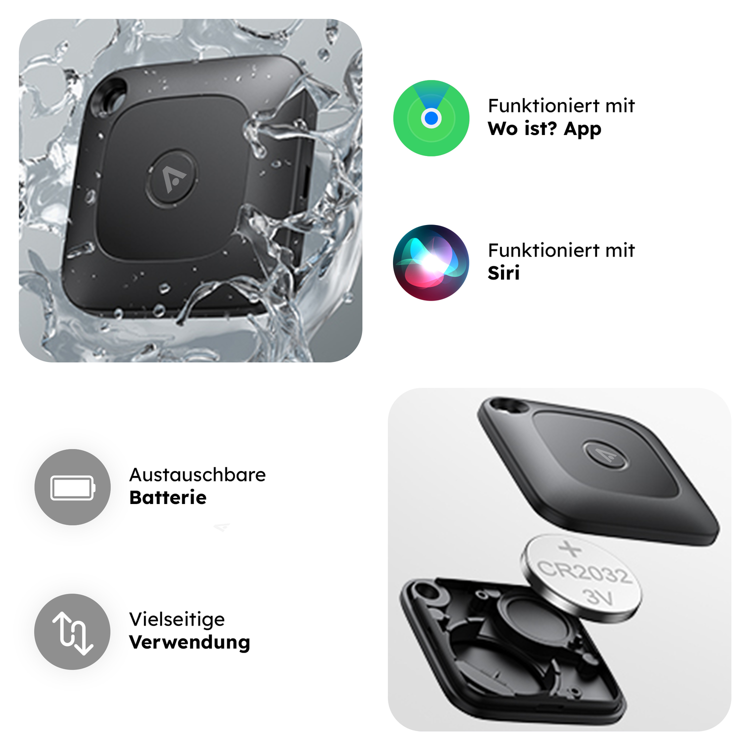 alkaya. | A Tag | GPS Tracker | Bluetooth Tracker | Kompatibel für Apple \Find my\ Weiß