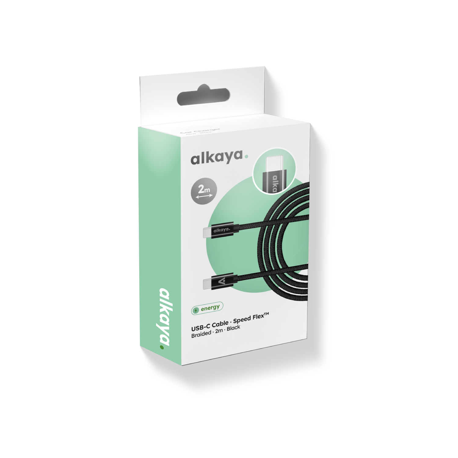 alkaya. | Speed Flex | Ladekabel | Geflochten | USB C+C 2m, Schwarz