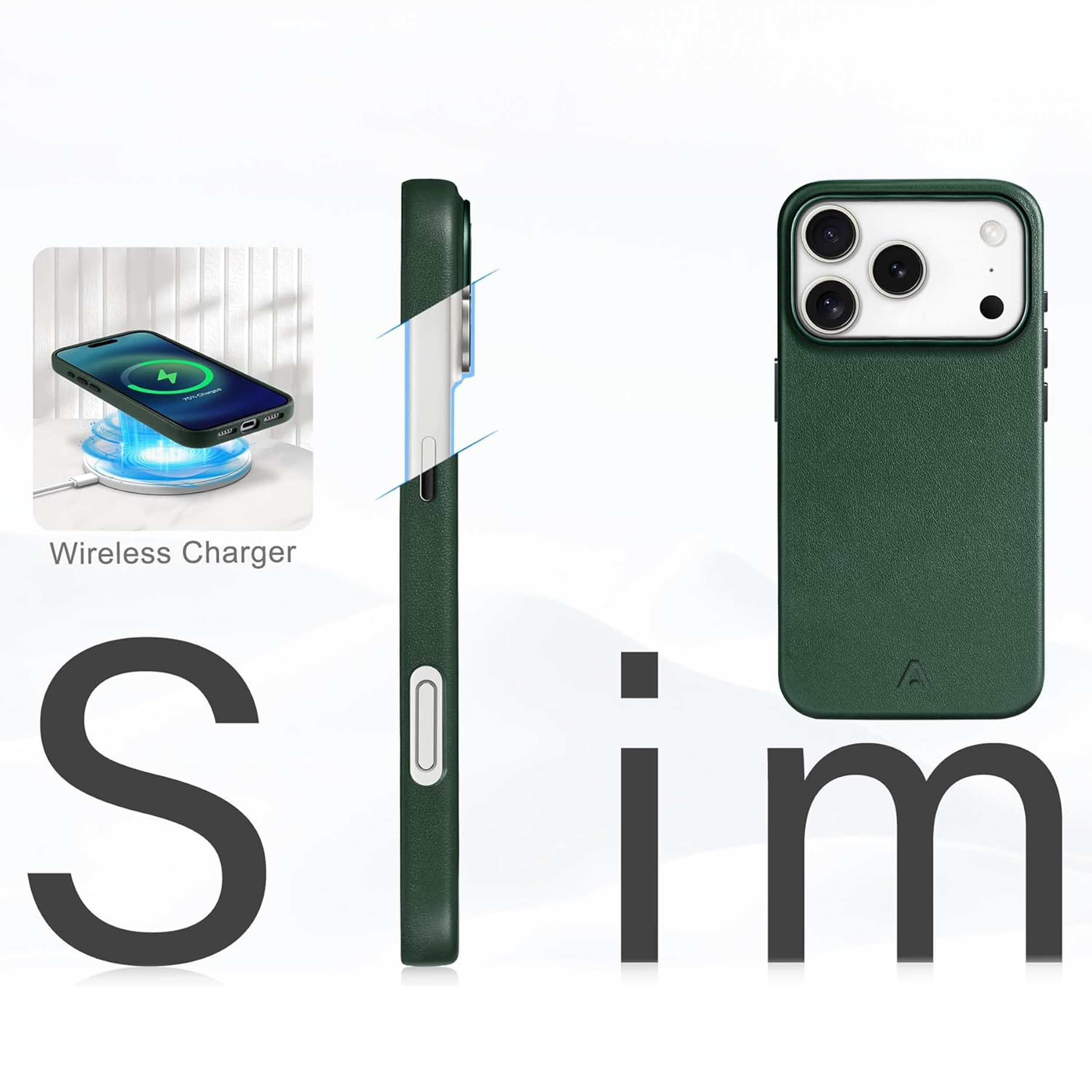 alkaya. | LUCID PU-Leder Case kompatibel mit Magsafe dunkelgrün, iPhone 17 Pro Max