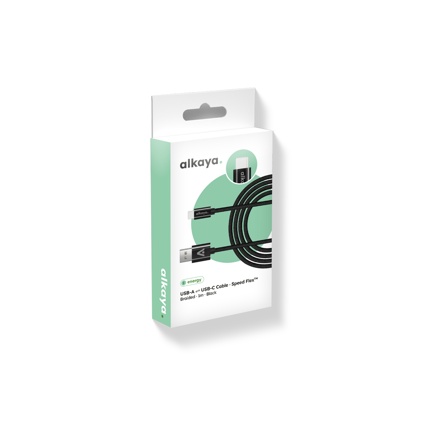 alkaya. | Speed Flex | Ladekabel | Geflochten | USB A+C schwarz, 1Meter